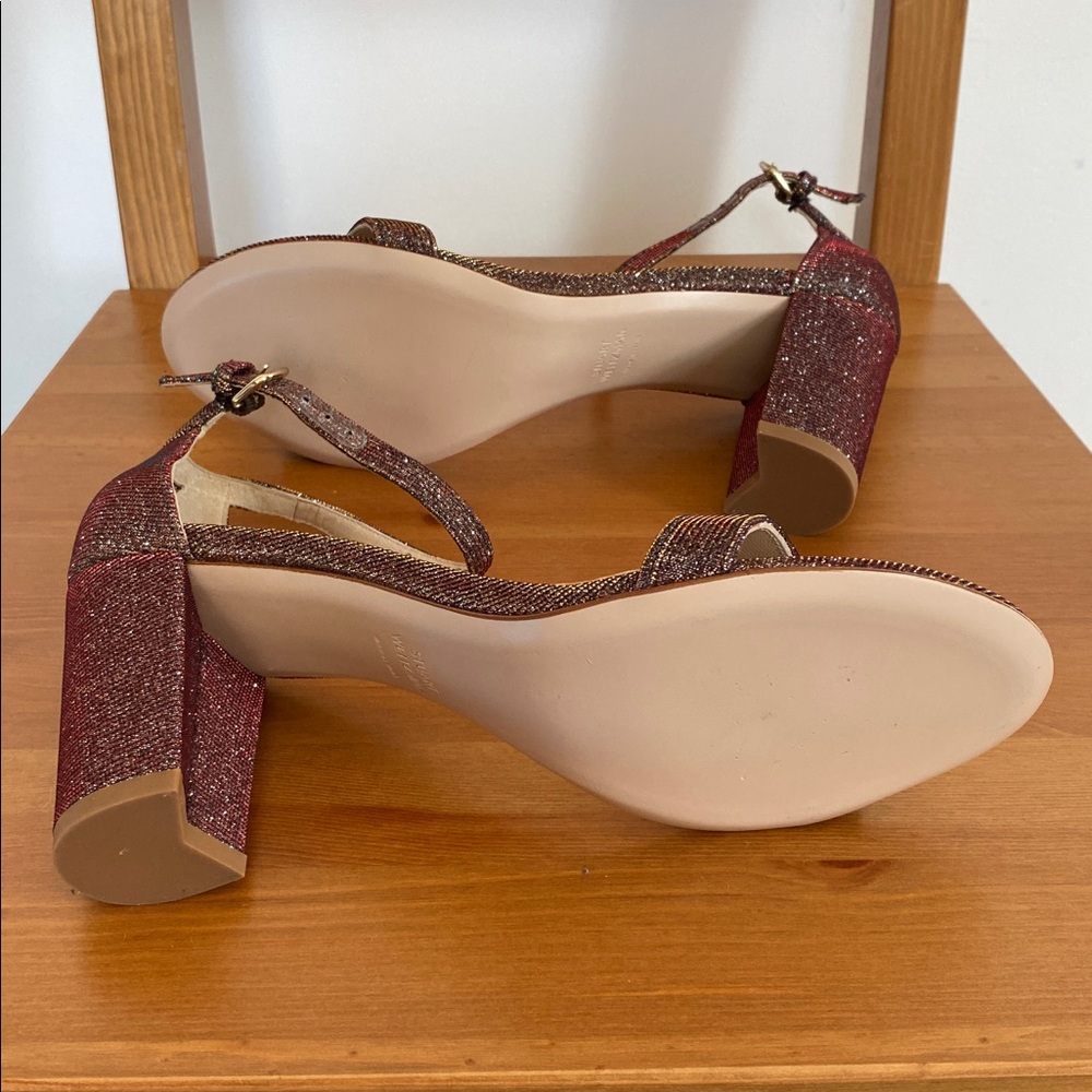 Stuart Weitzman Glittery Red/Brown Block Heels Sz… - image 8